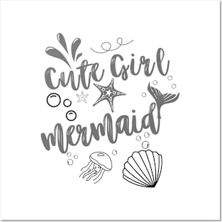 Cute Girl Meermaid Gift Posters and Art